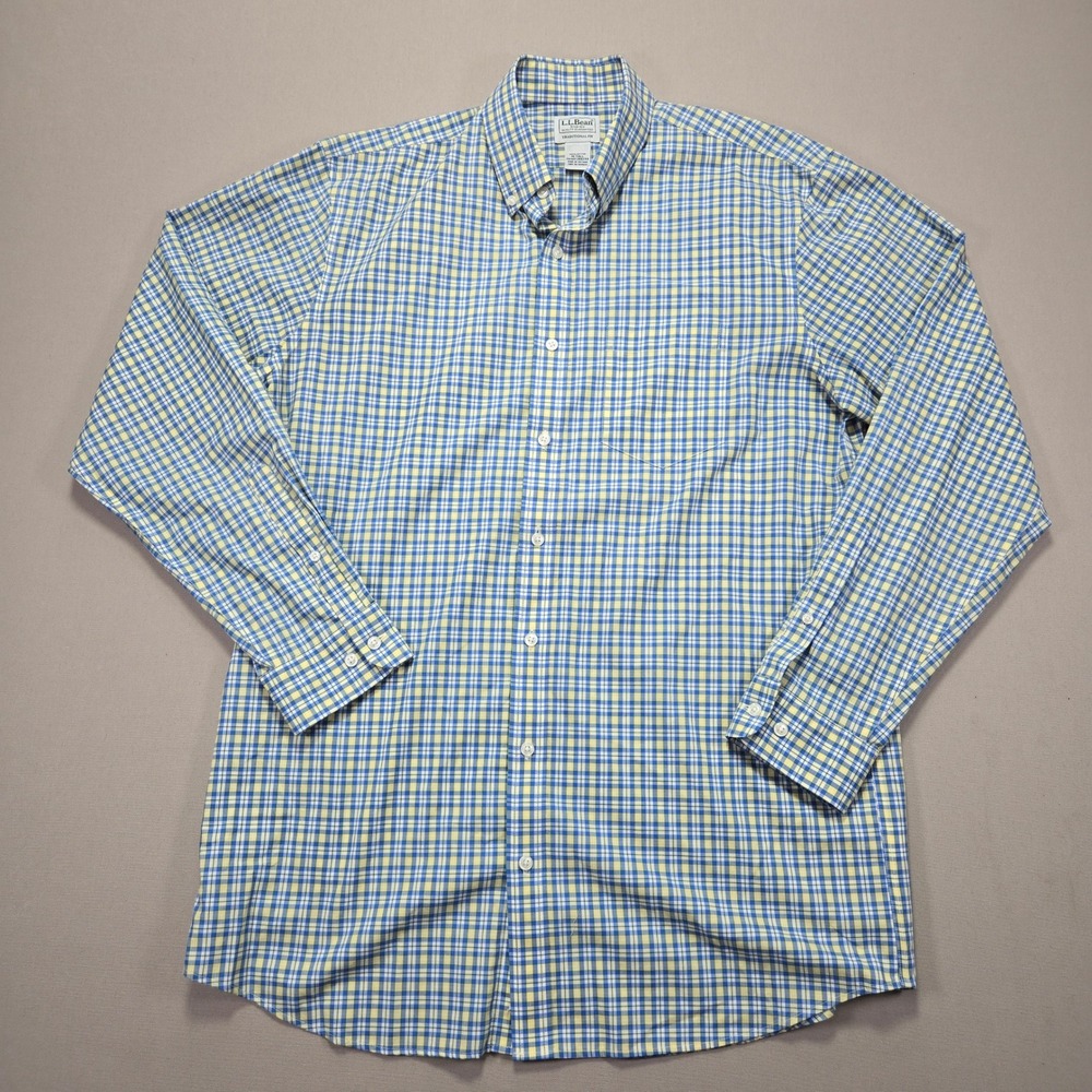 L.L.Bean Traditional Fit Plaid Button Down Long Sleeve Shirt Men's M-Tall‎
